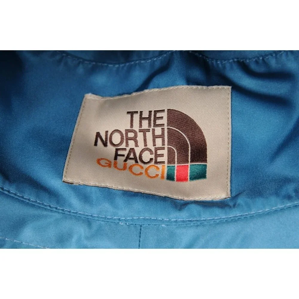 Gucci Mens The North Face All Over Logo Bucket Hat White Brown Nylon Adjustable - Picture 7 of 9